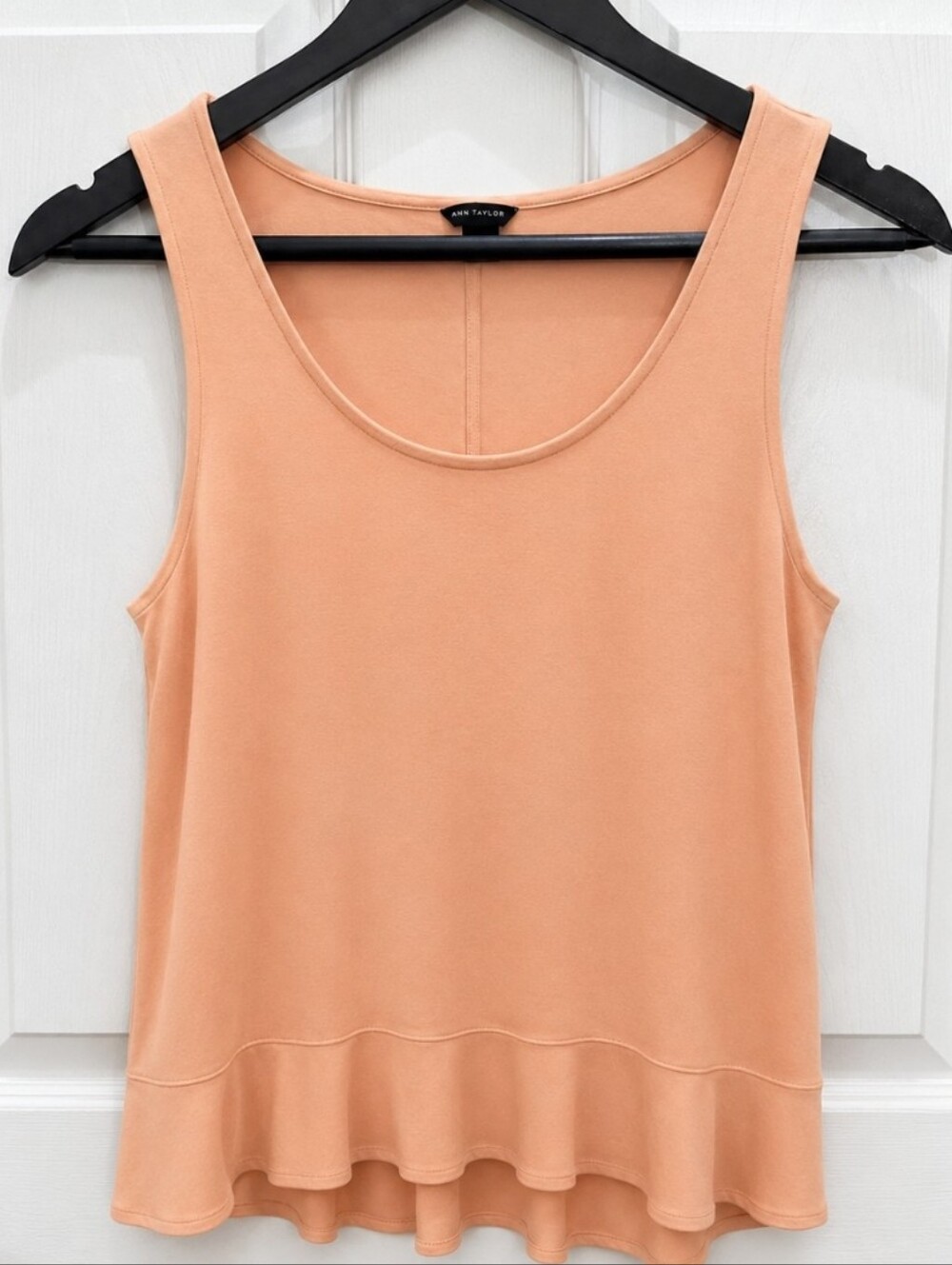 Ann Taylor Peach Peplum Spandex Blend Tank Top Sz Med